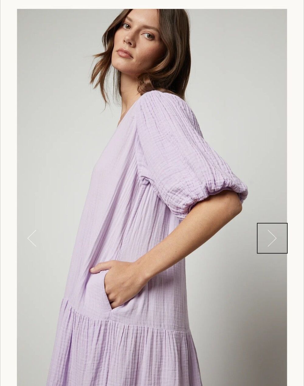 Velvet by Graham & Spencer Pauline Dress XS Purple Cotton Midi Vacation Resort - Picture 2 of 9